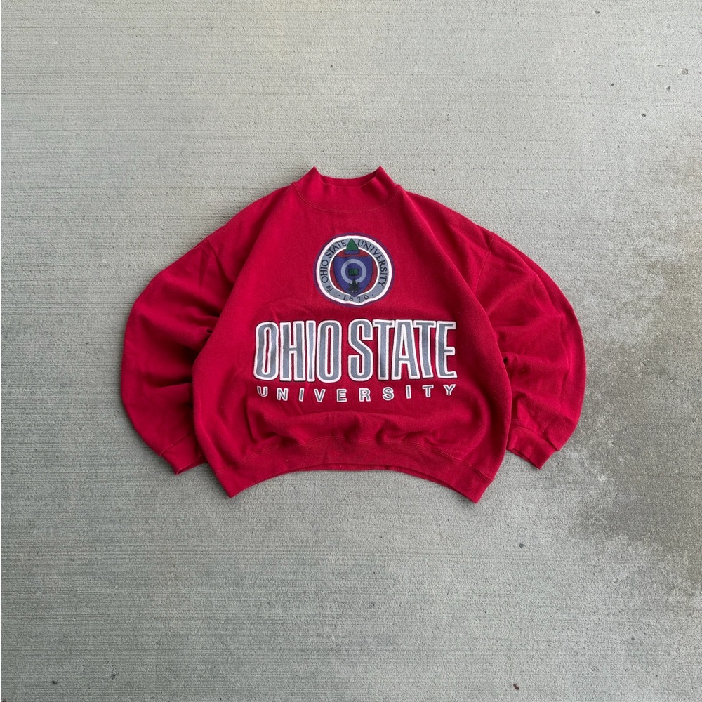Vintage Ohio State University Crew Neck Collegiate Crest Red 80s 90s USA Sz M/L?